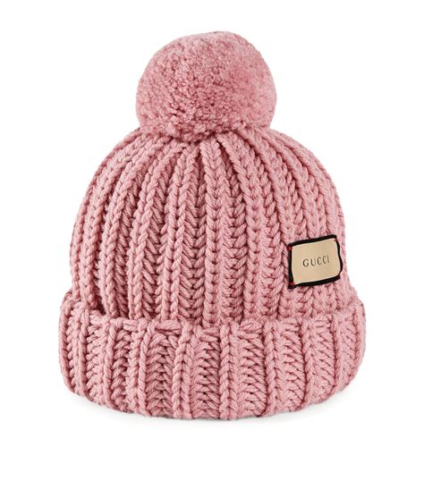 gucci beanie hat with pom pom|Wool knit hat with pom.